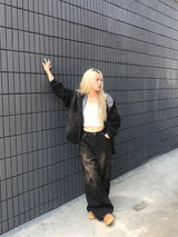 Aceite set up denim hood jacket