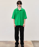 REON LOGO TERRY COTTON POLO (BLACK/BEIGE/GREEN)