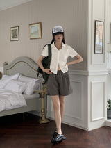 ラインロール半そでシャツ/ Epik line rolled semi-cropped short-sleeved shirt