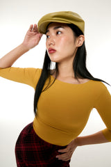 GLOSSY HUNTING CAP / MUSTARD