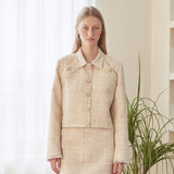[LINE] Tweed Line Jacket (Beige) (6696309751926)