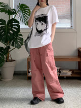 キーフY2Kピンタックポケットストッパーロングワイドカーゴパンツ/ kef Y2K pintuck pocket stopper long wide cargo pants