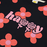 Pink flower pattern Sweat-shirt [Navy] (6535252770934)