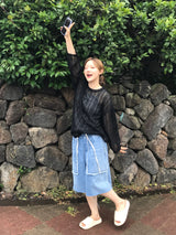 Slush denim half pants