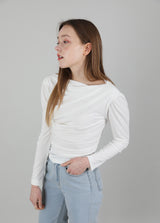 ドレープパフシャーリングTシャツ / Drape Puff Shirring T-shirt White