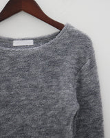 UネックファークロップTシャツ/U Neck Fur Crop T-shirt (4color)