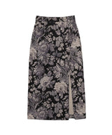 [NF] FLOWER PATTERN SLIT LONG SKIRT (BLK)_F21QC027