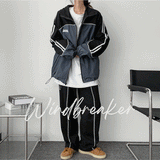 Wild Line Color Arrangement Track String Zip-Up Jumper