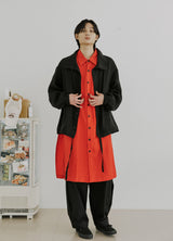 ユニセックスワイドスリーブロングシャツ/unisex wide sleeve long shirts red