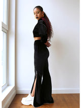 DAWANG Side Slit Drawstring Pants (4611389259894)