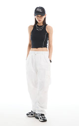 REFLECTIVE PIPING CROP TOP_BLACK