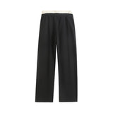 Layered banding black wide pants