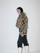 Leopard Crop Fur Jacket (BEIGE)