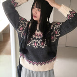 [Wool 10] キャンドルハートノルディックパターンラウンドニット