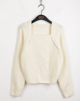 Baba Twisted Bolero Square Neck Long Sleeve Knit
