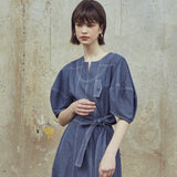 サマーデニムステッチドレス/[LINE] Summer Denim Stitch Dress