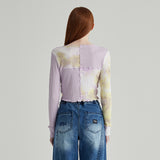 タイダイブロックミックスクロップロングスリーブTシャツ