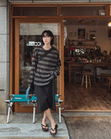 フォーシーズンシースルーストライプ長袖Tシャツ