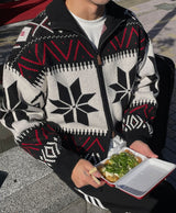 Urban Snow Flake Knit Zip Up (2color)