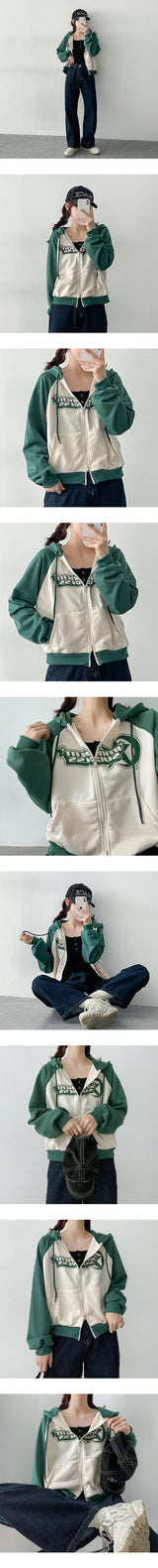 Turn's Two-Way Color Coloring Raglan Hood Zip-Up
