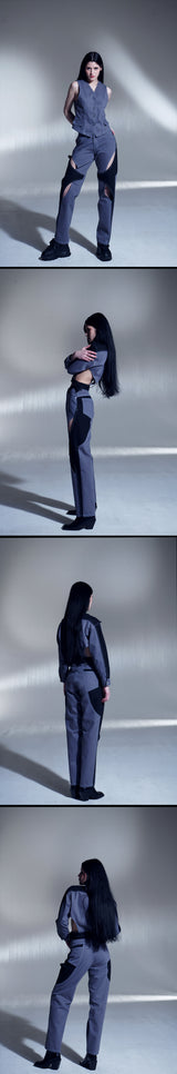 カットアウトデニムパンツ / GRAY CUT OUT DENIM PANTS