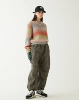グラデーションクロップセーター/GRADATION CROP SWEATER PINK ORANGE