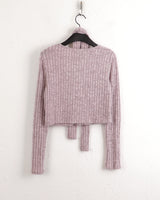 [Muffler Set] Forearm Bokashi Ribbed Button Cardigan