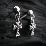 シャイニークロスD2ルビーシルバーイヤリング / Shiny Cross-D2 Ruby silver earring (4595514507382)