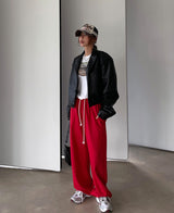 （UNISEX）グリッツボタンクロップレザーブルゾン