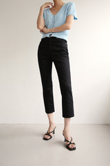 フラットクロップジーンズ / FLAT CROP JEANS / SLIM STRAIGHT PANTS