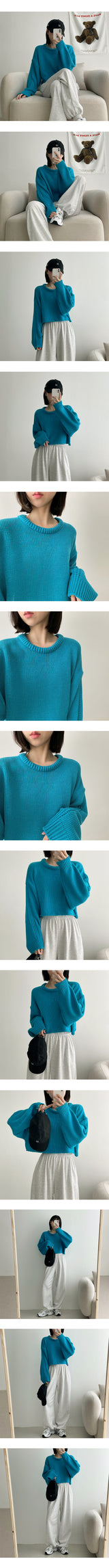 とにークロップラウンドニットウェア / Tony Crop Round Knitwear