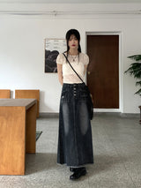 レイヤードシースルーレースパフ半袖Tシャツ/Poel layered see-through lace puff short sleeve T-shirt