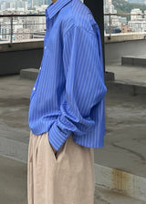 レイストライプクロップシャツ / Ray Stripe Crop Shirt 2COLOR