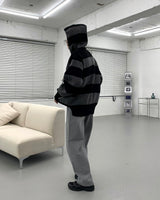 Striped Oversized Warmer Hooded Knitwear (3 colors)
