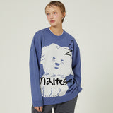 Sleeping maltese graphic knit
