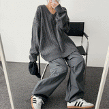 Litdum Soft Super Boxy Twisted V-neck Knitwear