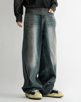 Vintage brush blue denim pants