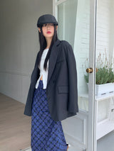Kimo y2k retro check long skirt