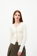 チェリーポップルクロップカーディガン / CHERRY POPPLE CROP CARDIGAN [IVORY]
