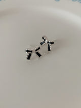 [925silver] And ribbon earrings