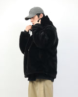 オーバーフィットファーフードジップアップジャケット / Overfit Fur hooded zip-up jacket_3color