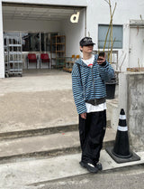 No.0656 ストライプワッフルフードZIP-UP(3color)