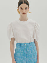 レースアップパフトップ / Lace up puff top - White