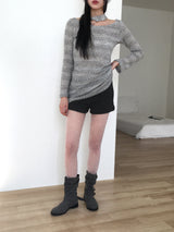 [Brushed lining] ショートリブニットパンツ