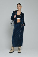 velvet zip-up (navy)