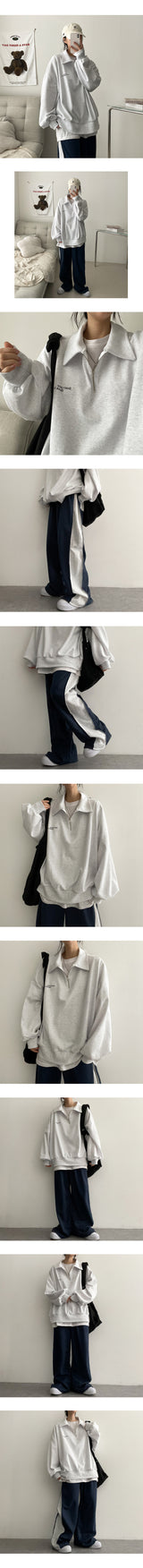 Don't Half Zip-Up Collar Sweatshirt