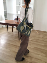 Tota Y2K Fringe Washed Denim Cross Bag