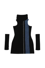 HOLIDAY TURTLENECK DRESS #BLACK NAVY