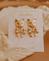 メルビーザキャットシリーズ - アドラーブルリボンピアス / Melbie The Cat Series - Adorable Ribbon Piercing