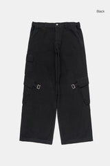 Strap cargo pigment washed cotton pants